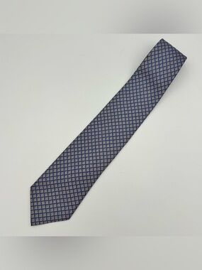 RICHEL 100% Silk Tie Men's Blue Gold Squares Geometric Necktie Made In Spain VTG